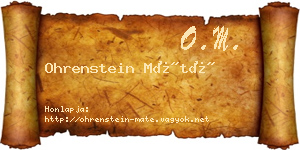 Ohrenstein Máté névjegykártya
